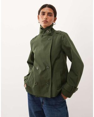 Threadbare Chaqueta Trench Corta Con Cuello Alzado En-Verde