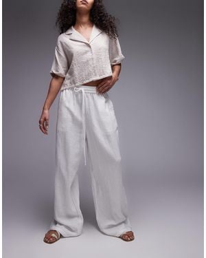 TOPSHOP Casual Cheesecloth Pull On Trouser - Grey