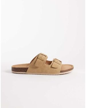 SEQWL Sandalias Color Topo Con Hebillas Molsen De -Neutro - Blanco