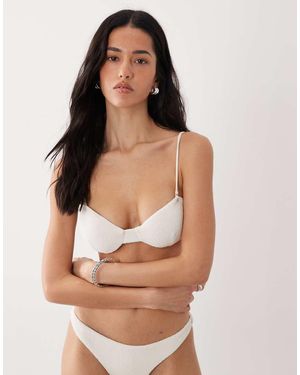 Mango Textured Bikini Top - White