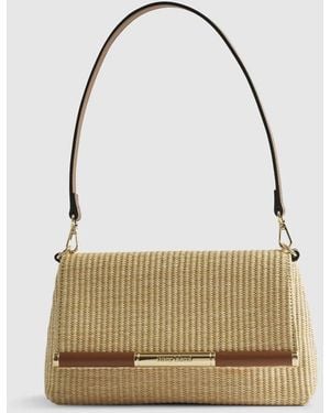 River Island Raffia Bar Front Shoulder Bag - Natural