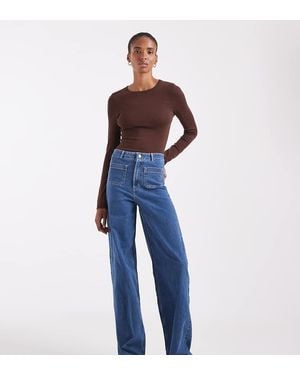 Vero Moda Kayla High Rise Wide Leg Jeans With Pocket Detail - Blue