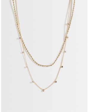 ASOS Confezione Da 2 Collane Con Catenina Attorcigliata E Dettagli Con Strass - Bianco