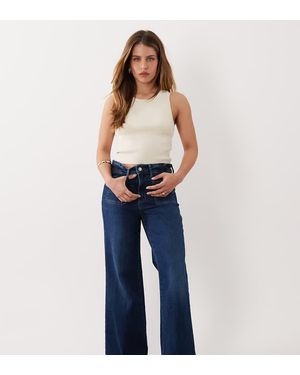 Good American Petite Vaqueros Azules De Corte Palazzo Con Lavado Oscuro De Tejido Técnico Suave Good Waist De -Azul Marino