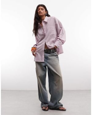 Collusion Oversized Boxy Long Sleeve Shirt - Purple