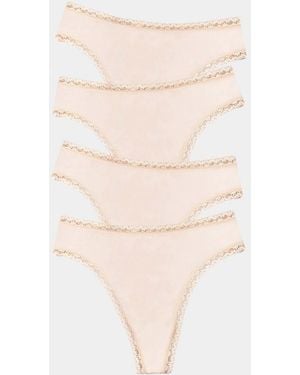 Stripe & Stare High Waisted Thong Four Pack - Natural