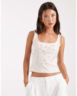 Miss Selfridge Embellished Cami Top - White