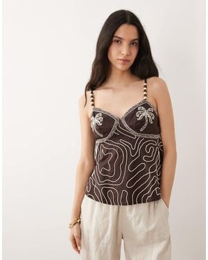 River Island Embellished Cami Top - Brown