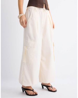 Stradivarius Poplin Trousers With Stoppers - White