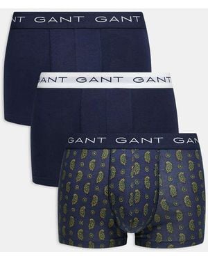 GANT Confezione Da 3 Paia Di Boxer Aderenti Stampa Cachemire Con Fascia - Blu