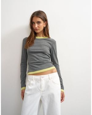 TOPSHOP Layered Long Sleeve Fitted Tee - Multicolour