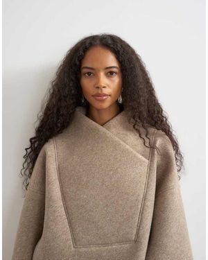TOPSHOP Sudadera De Borreguito Con Cuello Cruzado En-Neutro - Marrón