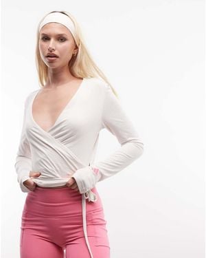 adidas Originals Three Stripes Studios Ballet Wrap Top And - Pink
