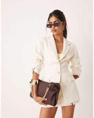 ASOS Cinch Waist Blazer - Natural