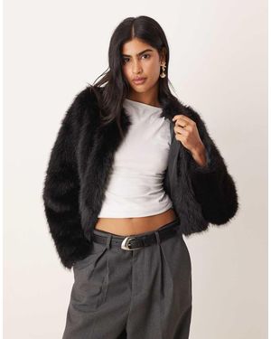 Threadbare Chaqueta Negra Sin Solapas De Piel Sintética De - Negro