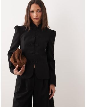 Miss Selfridge Tailored Puff Sleeve Jacket In - Black