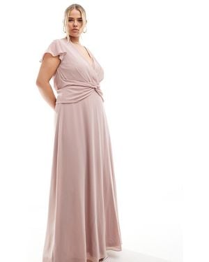 Tfnc Plus Vestito Lungo Da Damigella A Portafoglio Tenue - Rosa