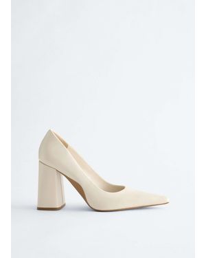 & Other Stories Block Heel Pointed Leather Pump - White