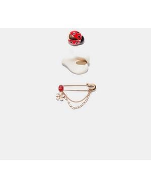Stradivarius Set Of 3 Garden Brooches - White