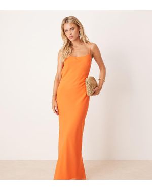 ASOS Asos Design Petite Strap Cowl Back Slip Midi Dress - Orange