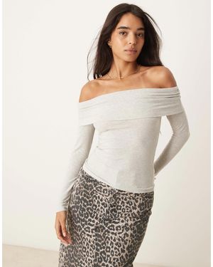 Abercrombie & Fitch – langärmliges, schulterfreies oberteil - Weiß