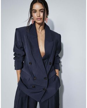 ASOS Getailleerde Db Blazer Van Zachte Stof - Blauw