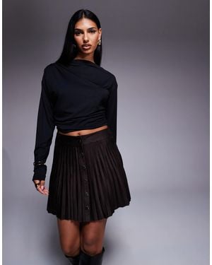 River Island Suedette Pleated Mini Skirt - Blue