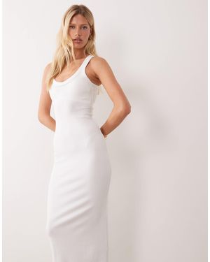 ASOS Rib Scoop Neck With Bra Cup Midi Dress - Pink