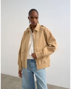 TOPSHOP Faux Suede Oversized Bomber - Natural