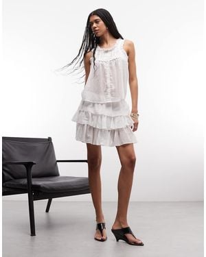 Noisy May Frill Sleeve Button Through Top Co-Ord - White