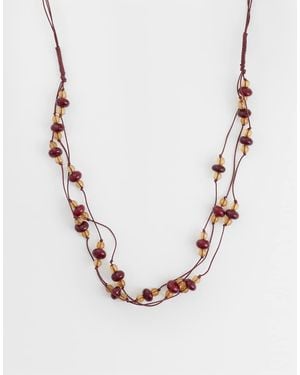 ASOS Mutli-row Corded Necklace With Resin Chippings - Metallic