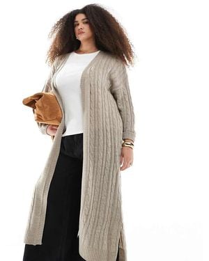 Yours Maxi Cable Knit Cardigan - Black