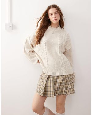 Collusion Unisex Spliced Knitted Sweater - Natural