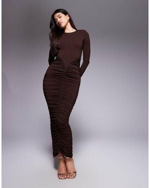 Ruched & Ready Sculpting Ruched Detail Bodycon Maxi Dress - Purple