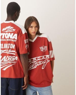 ASOS Oversized Uniseks T-Shirt Met Nascar-Pofprint - Rood