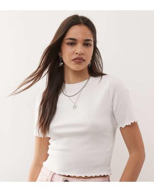 Collusion Lettuce Edge Ribbed T-shirt - White