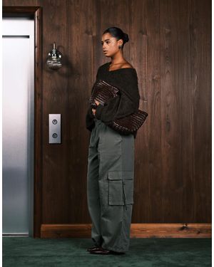 ASOS Curve Oversized Utility Pull On Pants With Tab Detail - Black