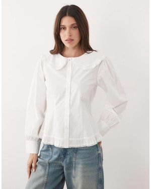 Miss Selfridge Poplin Overhemd Met Kraag - Wit