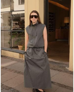 NA-KD X Charlotte Olivia Drawstring Detail Maxi Skirt - Brown