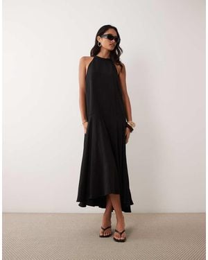 ARKET Vestido Maxi De Algodón Puro Con Cintura Caída En - Negro