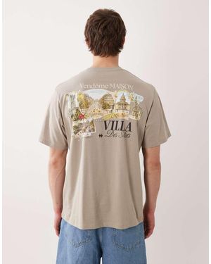 Jack & Jones Oversized T-Shirt With Scenic Backprint - Natural