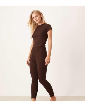 ASOS Asos Design Petite Lounge Mix & Match Rib Legging - Brown