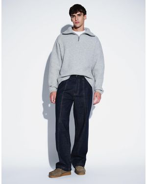 Calvin Klein Baggy-utility-jeans mit nahtdetails als kombiteil - Blau