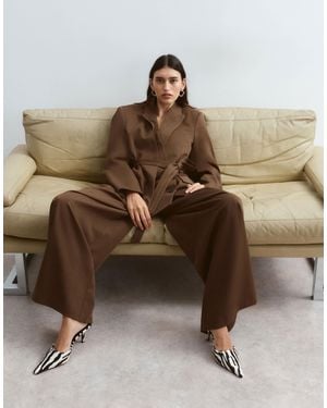 ARRANGE Pleat Waist Wide Leg Pants Co-Ord - Natural