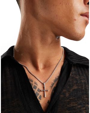 ASOS Collier chaîne à pendentif croix - Noir