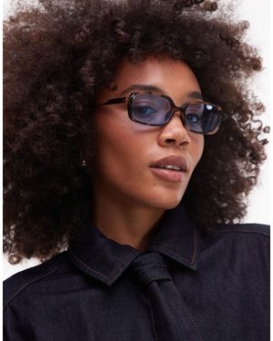& Other Stories Tortoise Shell Square Sunglasses With Blue Tinted Lenses - Black
