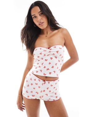 The Frolic Pantalones De Estar Por Casa Cortos Blancos Con Estampado De Mariposas De Pointelle Exclusivos De (Parte De Un Conjunto)