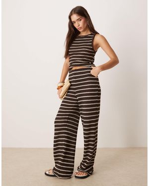 Mango Knitted Straight Leg Striped Trouser Co-Ord - Natural
