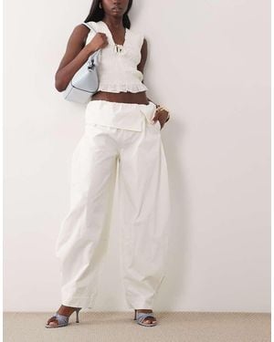 WeWoreWhat Pull On Fold Over Trousers - Natural