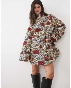 ASOS Oversize-minikleid aus twill mit stehkragen und taschen - Braun
